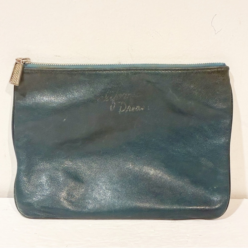 Rebecca Minkoff Green Leather Cosmetic Makeup Bag Full Zip - Picture 4 of 4
